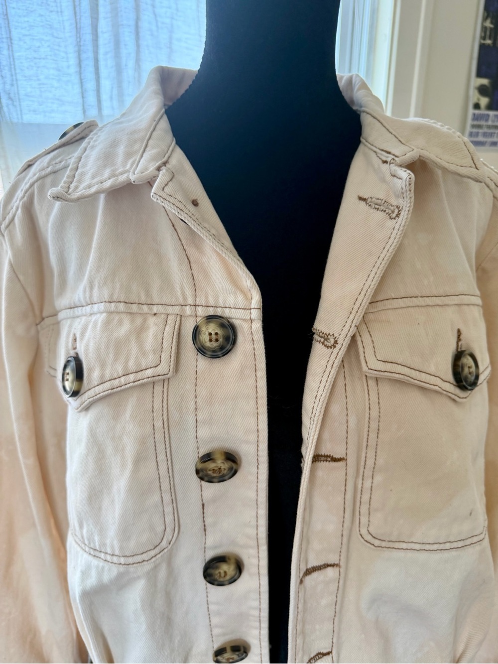 Free People Cream Button-Front Jean Jacket - Picture 13 of 15